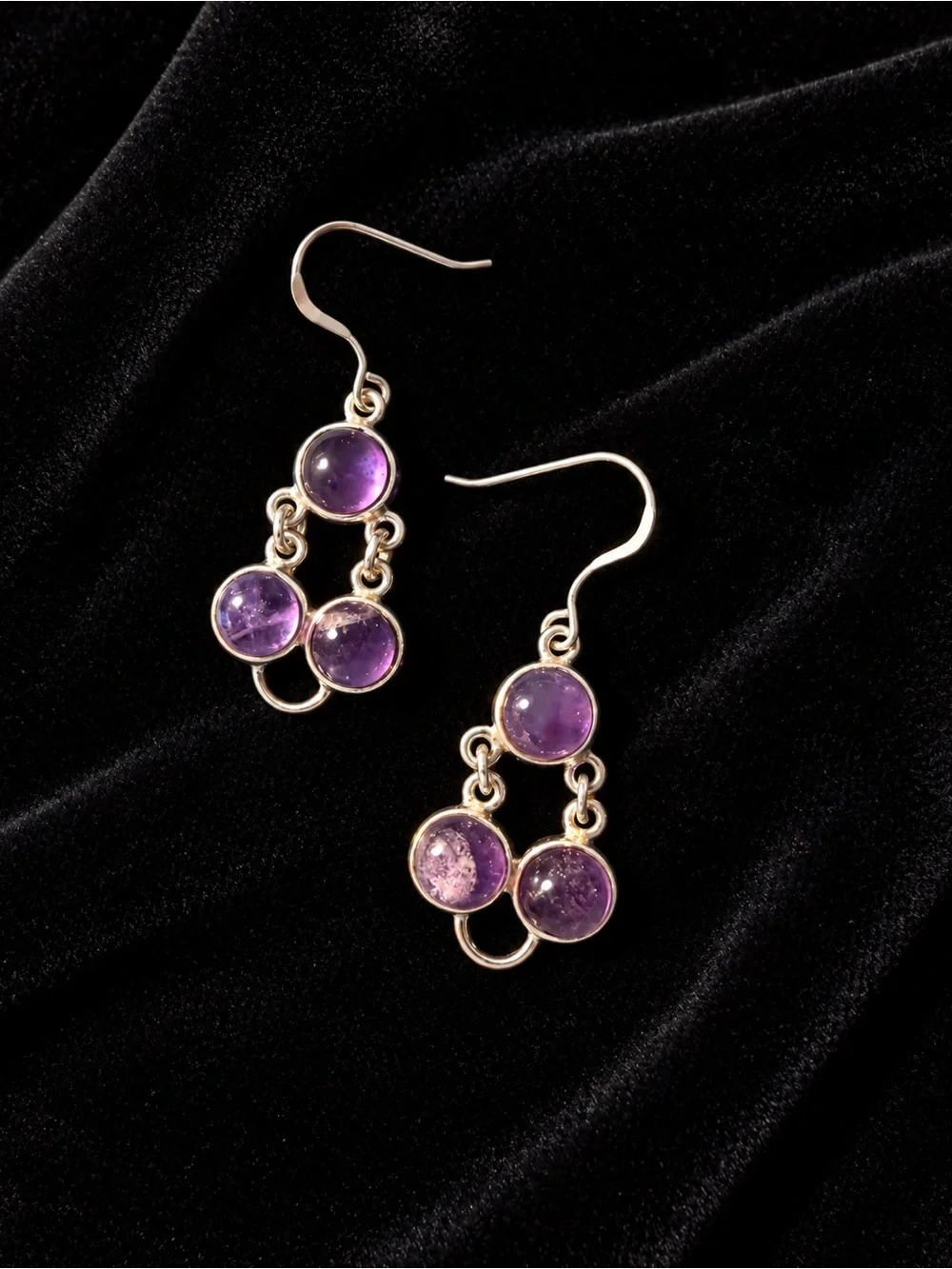 Silver and Amethyst Dangle Earrings